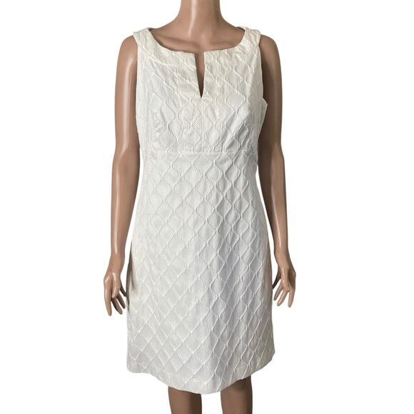 White House Black Market Dress Womens Size 8 White Textured Feel Summer Spring - Picture 12 of 12